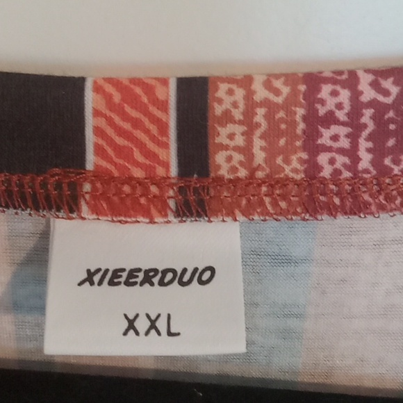 Casual V-Neck Striped Blouse - Red Multi - Picture 3 of 5